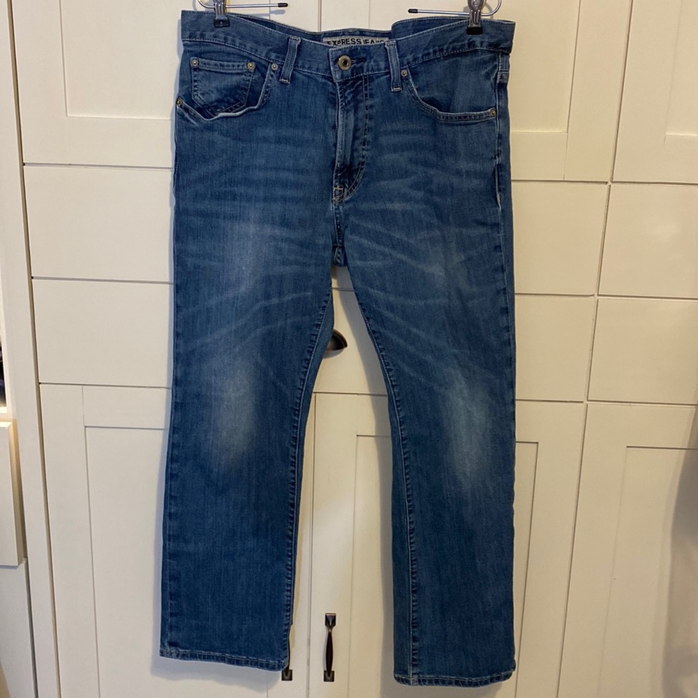 Express Medium Wash Kingston Straight Leg Jeans 34x30
